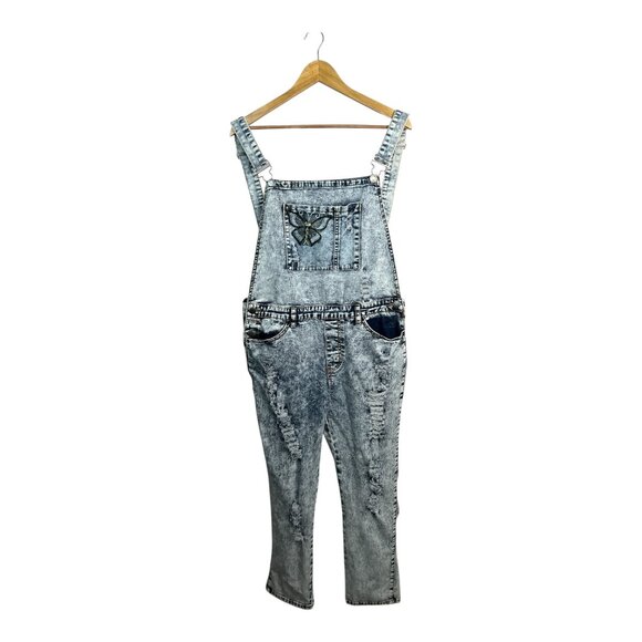 JW Signature Denim Jumpsuit Women's Size Large, Butterfly, Embroidered, Y2K Jean - Picture 1 of 11